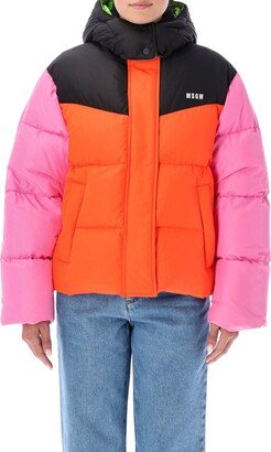 Logo Printed Zip-Up Puffer Jacket-AA