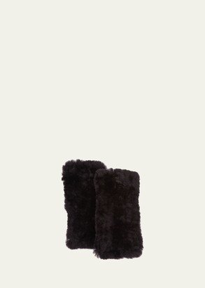 Knitted Shearling Fingerless Gloves