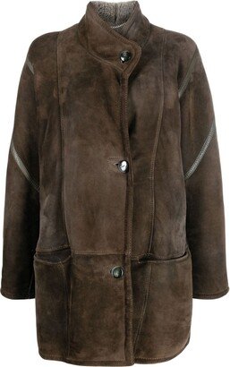 1980s Leather-Trimmed Sheepskin Coat