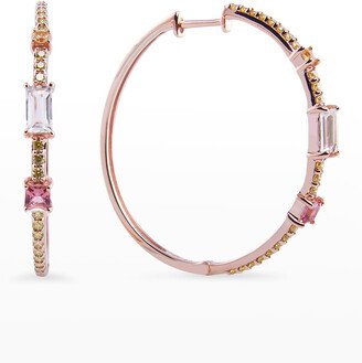 Stevie Wren 14K Rose Gold Pink Stone Hoop Earrings