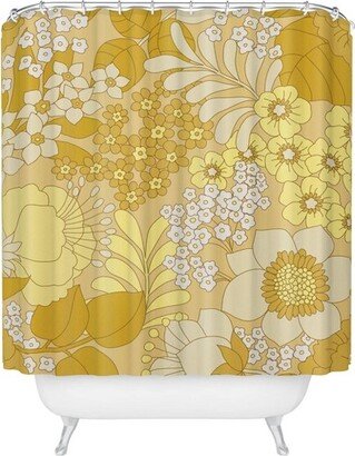 Eye Stigmatic Design Retro Floral Shower Curtain Orange