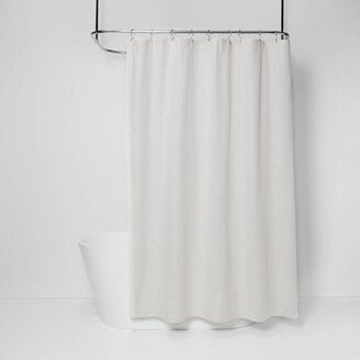 Subtle Striped Textured Shower Curtain Off-White