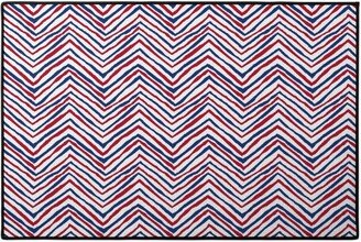 Door Mats: Patriots Chevron Zig Zag - Navy, Red Door Mat, Multicolor