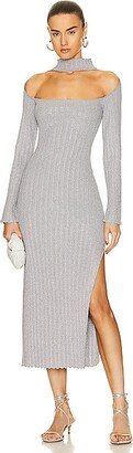 Aksel Reverse Halter Midi Dress in Grey