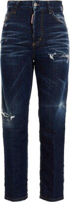 Embroidered Distressed Effect Jeans