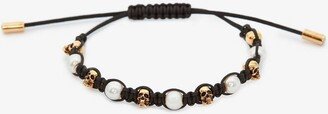 Women's Pearly Skull Friendship Bracelet In Black