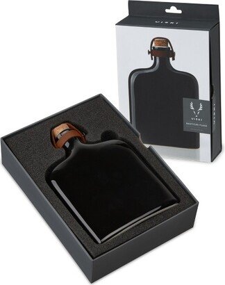 Nautilus Black Flask - Vintage Style Ceramic Flask with Cork - 8.5oz Capacity Black Hip Flask Set of 1