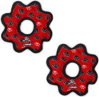 Tuffy Jr Gear Ring Red Paw, 2-Pack Dog Toys