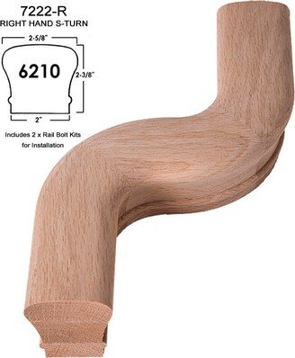 7222-R Red Oak Right Hand S-Turn - 6210 Wood Staircase Fitting For Stair Remodel Ro-7222-R