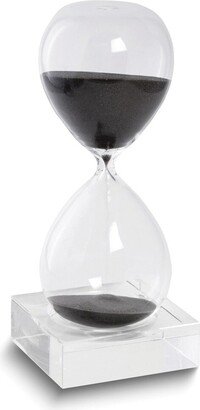 Curata Black Sand Hand-Blown Glass 60-Minute Hourglass with Stand