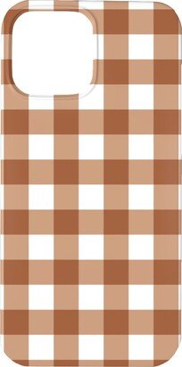 Custom Iphone Cases: Gingham Plaid Check Phone Case, Silicone Liner Case, Matte, Iphone 13 Pro Max, Brown