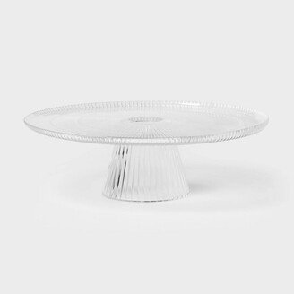 Ribbed Large Glass Cake Stand Clear