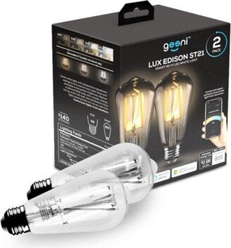 Geeni Lux Edison ST21 (ST64) Edison WiFi Led Smart Bulb, 2700K-6500K 8W, E26 Base, Dimmable, Tunable White Light, Works with Alexa & Google Home, 2 Pa