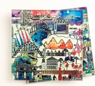 Newcastle Skyline Drinks Coaster Set | Gift Glass Coasters Housewarming Gifts