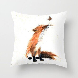 Monarch Fox - animal watercolor painting Throw Pillow