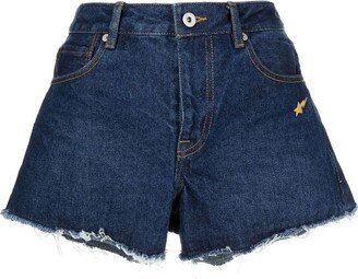 Embroidered-Motif Denim Shorts