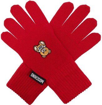 Teddy Embroidered Knit Gloves-AC