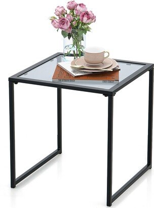 Patio Side Table Outdoor 17'' Tempered Glass End Coffee Table - See Details