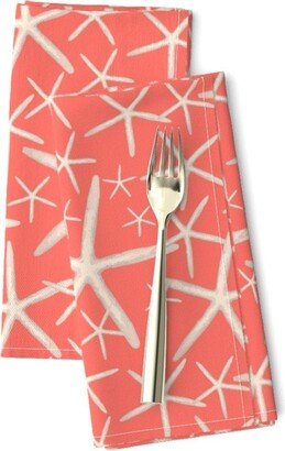 Nautical Stars Dinner Napkins | Set Of 2 - Starfish Coral By Misschiffdesigns Reef Coastal Cloth Spoonflower