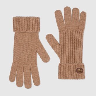 Wool cashmere gloves with Double G