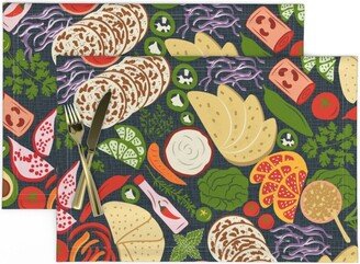 Mexican Food Placemats | Set Of 2 - Taco Potpourri By Winkeltriple Retro Fruit Summer Home Decor Herbs Cloth Spoonflower