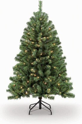 Puleo International 4.5 ft.Pre-Lit Noble Fir Artificial Christmas Tree with 250 Clear Ul listed Lights