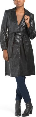 Faux Leather Trench Coat for Women
