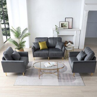 Rasoo Sectional Sofa, 2 Piece Single Chair And Loveseat Sofa, Modern Velvet Upholstered Sofa Couch With Sturdy Metel Legs