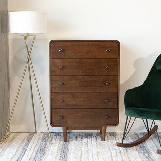 Ashcroft Seamore Mid-Century Modern 5-Drawer Dresser in Brown