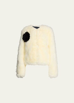 Maison Atia Sheila Faux Fur Top Coat with Floret Detail