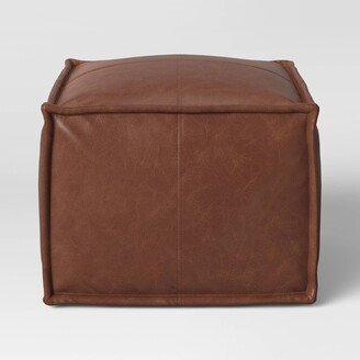 Earl Faux Leather French Seam Ottoman Caramel