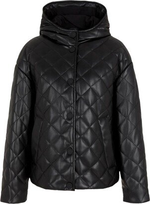 Diamond-Quilted Hooded Jacket