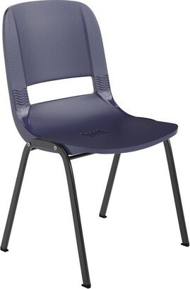 Emma and Oliver Navy Ergonomic Heavy Duty Plastic Stack Chair with Powder Coated Black Frame and 16 Seat Height