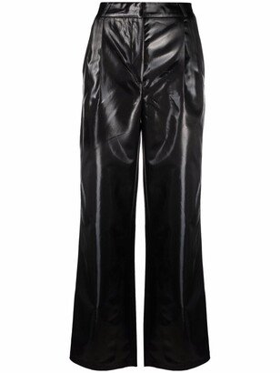High-Waist Faux-Leather Trousers-AA