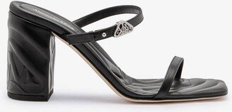 Women's Seal Strap Mule In Black/silver