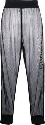 Logo-Print Sheer Mesh Trousers