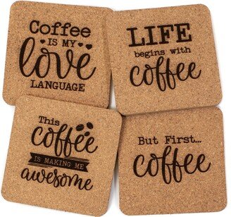 Coffee Cork Coaster Set | Funny Espresso Latte Cappuccino Coasters Unique Ready To Ship Gift Stocking Stuffer