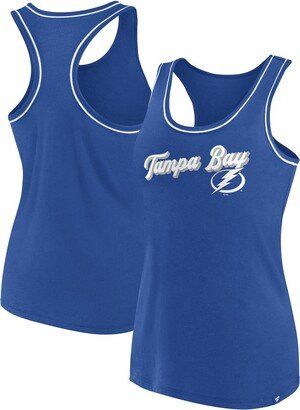 Women's Branded Royal Tampa Bay Lightning Wordmark Logo Racerback Scoop Neck Tank Top