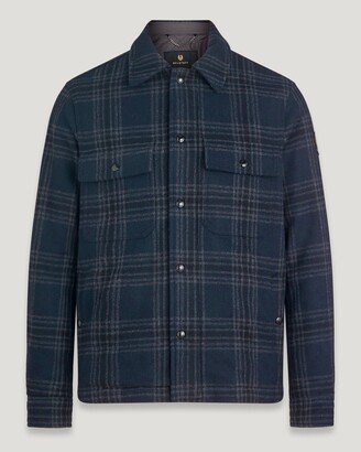 Wool Check Longford Overshirt In Dark Ink/black/charcoal