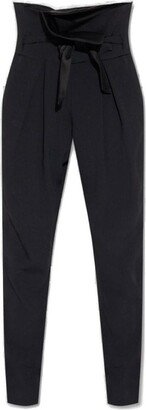 High-Waist Belted Tapered Trousers