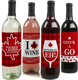 Big Dot Of Happiness Canada Day - Canadian Party Decor - Wine Bottle Label Stickers - 4 Ct