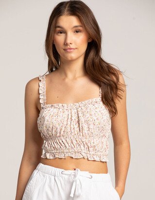 RSQ Ruffle Trim Ditsy Womens Crop Top