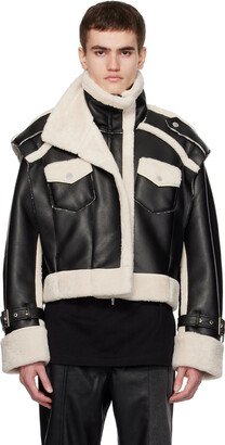 Black Paneled Faux-Leather Jacket