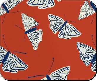 Mouse Pads: Moths - Rust Mouse Pad, Rectangle Ornament, Red