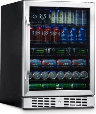 24 Built-in 177 Can Beverage Fridge in Stainless Steel with Precision Temperature Controls, Compact Drinks Cooler, Bar Refrigerator