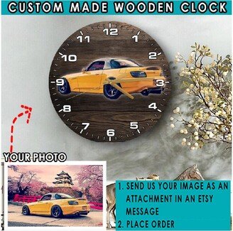 Jdm Drifting Car Personalized Photo Wooden Wall Clock, Gifts For Guys, Lovers Best Gifts, Custom Car, Sport Muscle