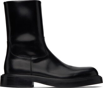 Black Leather Chelsea Boots-AO