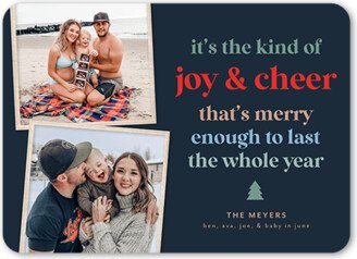 Holiday Cards: Yearly Cheer Holiday Card, Blue, 5X7, Holiday, Matte, Signature Smooth Cardstock, Rounded