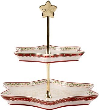 Winter Bakery Delight Traystand, Porcelain, Multi-Colour, 28 x 32 x 8.5 cm, Etagere, Christmas Theme