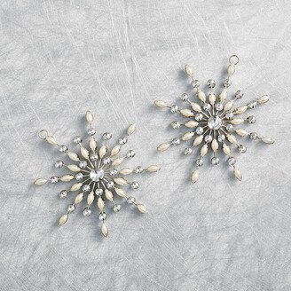 Set of 2 Pearl and Crystal Large Snowflakes